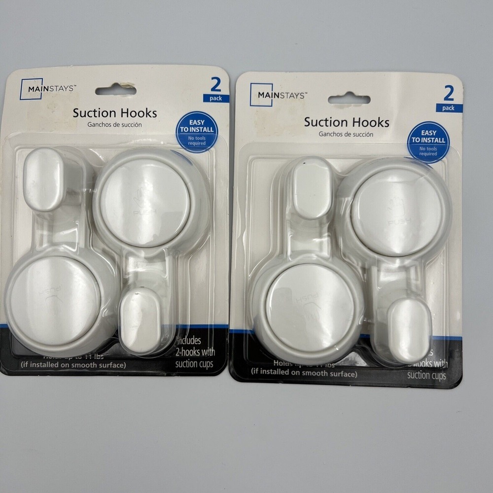 Mainstays Suction Hooks  Set of 2 Total Lot Of‎ 2 - 4 Total Pieces NEW